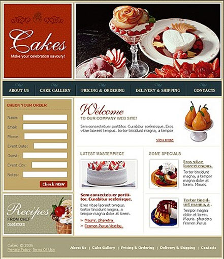 Celebration Cakes Website Template