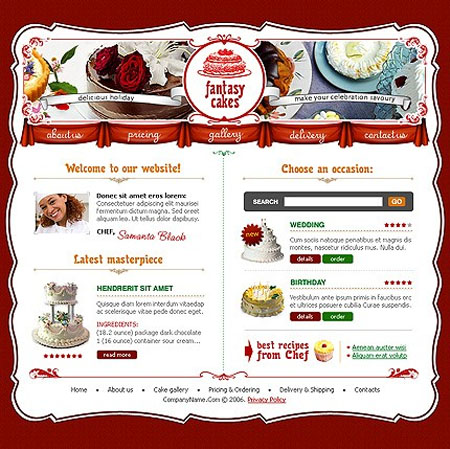 Fantasy Cake Web Site Template